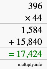 How to calculate 396 times 44 using long multiplication How to calculate 396 times 44 using long multiplication