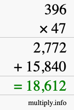 How to calculate 396 times 47 using long multiplication