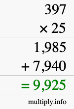 How to calculate 397 times 25 using long multiplication How to calculate 397 times 25 using long multiplication
