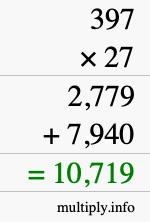 How to calculate 397 times 27 using long multiplication How to calculate 397 times 27 using long multiplication