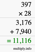 How to calculate 397 times 28 using long multiplication How to calculate 397 times 28 using long multiplication