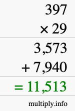 How to calculate 397 times 29 using long multiplication How to calculate 397 times 29 using long multiplication