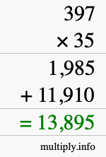 How to calculate 397 times 35 using long multiplication How to calculate 397 times 35 using long multiplication