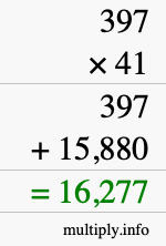 How to calculate 397 times 41 using long multiplication