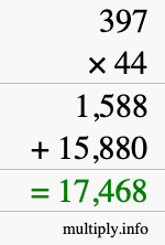 How to calculate 397 times 44 using long multiplication How to calculate 397 times 44 using long multiplication