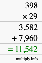 How to calculate 398 times 29 using long multiplication How to calculate 398 times 29 using long multiplication