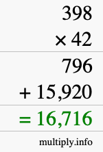 How to calculate 398 times 42 using long multiplication How to calculate 398 times 42 using long multiplication