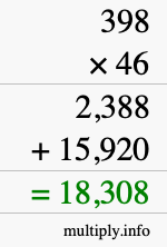 How to calculate 398 times 46 using long multiplication
