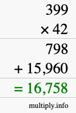 How to calculate 399 times 42 using long multiplication How to calculate 399 times 42 using long multiplication