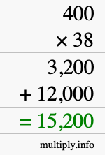 How to calculate 400 times 38 using long multiplication How to calculate 400 times 38 using long multiplication
