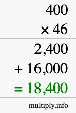 How to calculate 400 times 46 using long multiplication