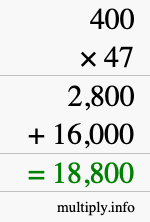 How to calculate 400 times 47 using long multiplication