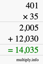 How to calculate 401 times 35 using long multiplication How to calculate 401 times 35 using long multiplication