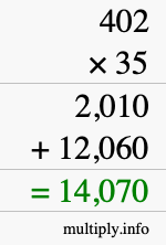 How to calculate 402 times 35 using long multiplication How to calculate 402 times 35 using long multiplication
