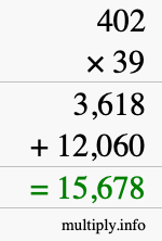 How to calculate 402 times 39 using long multiplication