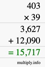 How to calculate 403 times 39 using long multiplication