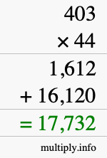 How to calculate 403 times 44 using long multiplication How to calculate 403 times 44 using long multiplication