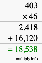 How to calculate 403 times 46 using long multiplication