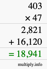 How to calculate 403 times 47 using long multiplication