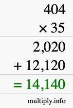How to calculate 404 times 35 using long multiplication How to calculate 404 times 35 using long multiplication