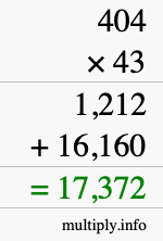 How to calculate 404 times 43 using long multiplication How to calculate 404 times 43 using long multiplication