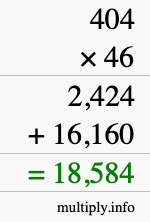 How to calculate 404 times 46 using long multiplication