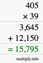 How to calculate 405 times 39 using long multiplication