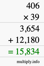How to calculate 406 times 39 using long multiplication
