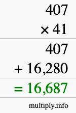 How to calculate 407 times 41 using long multiplication