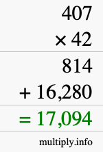 How to calculate 407 times 42 using long multiplication