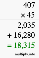 How to calculate 407 times 45 using long multiplication