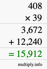 How to calculate 408 times 39 using long multiplication