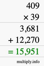 How to calculate 409 times 39 using long multiplication