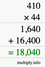 How to calculate 410 times 44 using long multiplication How to calculate 410 times 44 using long multiplication