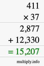 How to calculate 411 times 37 using long multiplication How to calculate 411 times 37 using long multiplication