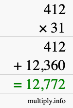 How to calculate 412 times 31 using long multiplication How to calculate 412 times 31 using long multiplication