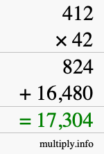 How to calculate 412 times 42 using long multiplication