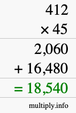 How to calculate 412 times 45 using long multiplication