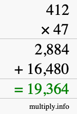 How to calculate 412 times 47 using long multiplication