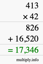 How to calculate 413 times 42 using long multiplication