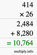 How to calculate 414 times 26 using long multiplication