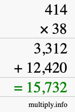 How to calculate 414 times 38 using long multiplication How to calculate 414 times 38 using long multiplication