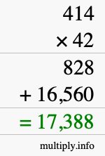 How to calculate 414 times 42 using long multiplication