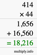 How to calculate 414 times 44 using long multiplication How to calculate 414 times 44 using long multiplication