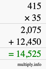 How to calculate 415 times 35 using long multiplication How to calculate 415 times 35 using long multiplication