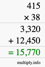 How to calculate 415 times 38 using long multiplication