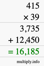 How to calculate 415 times 39 using long multiplication