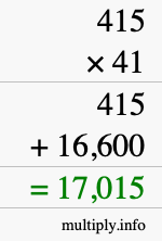 How to calculate 415 times 41 using long multiplication