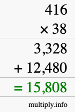 How to calculate 416 times 38 using long multiplication