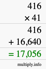 How to calculate 416 times 41 using long multiplication